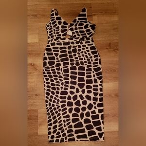 ASOS Animal Print style dress with back cut outs and zipper detail SZ 8
